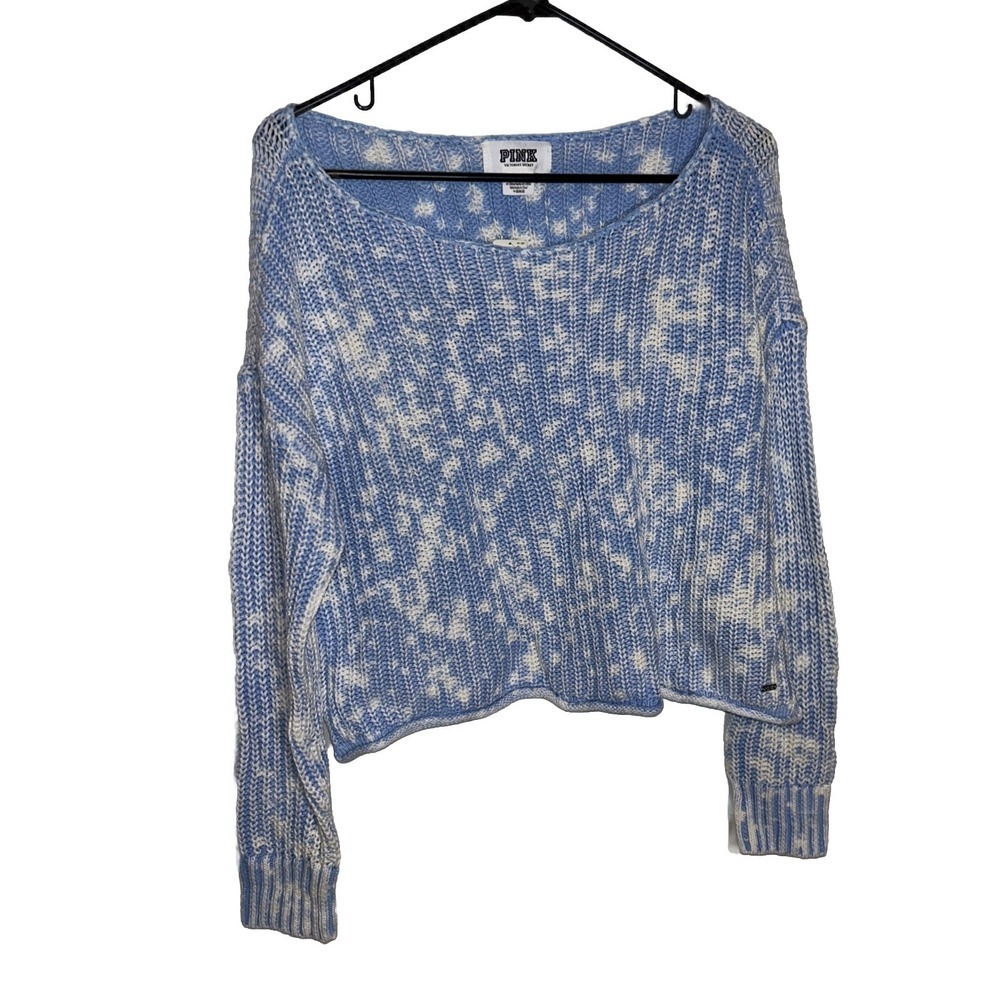 Blue & White Victoria Secret Knit Cropped Sweater Size XS